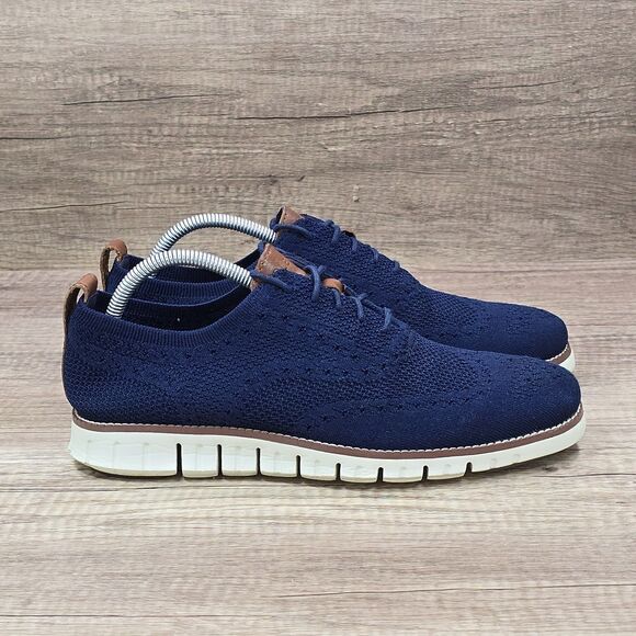 Cole Haan Zerogrand Men's Sz 8.5M Blue Stitchlite Wingtip Oxford Shoes (C24947) - Picture 1 of 9